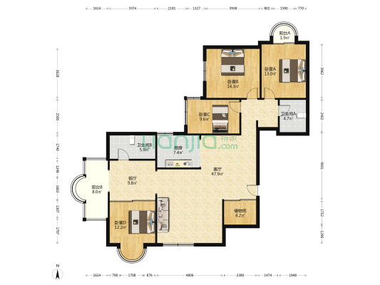 方迪大厦 4室2厅2卫 192平方