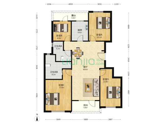 新力朗诗熙华府 4室1厅2卫 137平方
