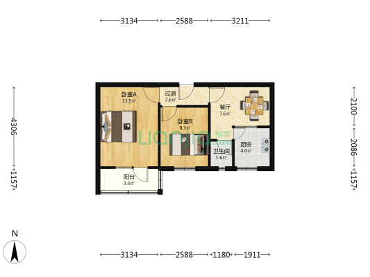 晏家坪一村 2室1厅1卫 47平方