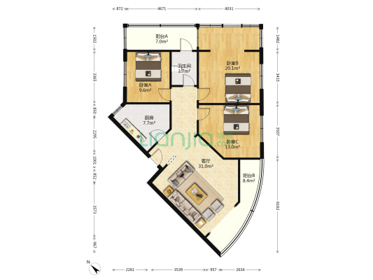 迎春公寓 3室1厅1卫 104平方