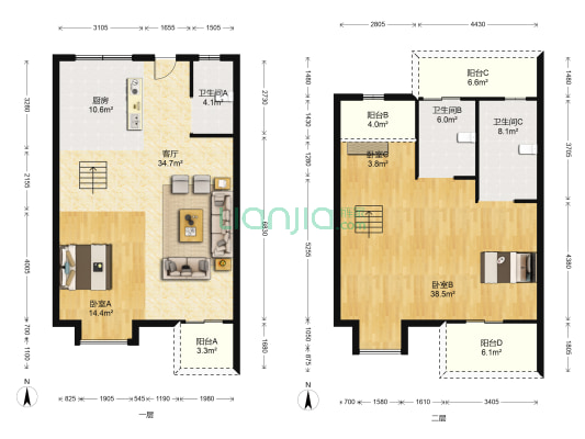 茂新璟园 3室1厅3卫 135平方