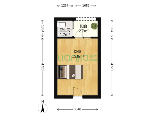 自由港湾公寓 1室0厅1卫 26平方