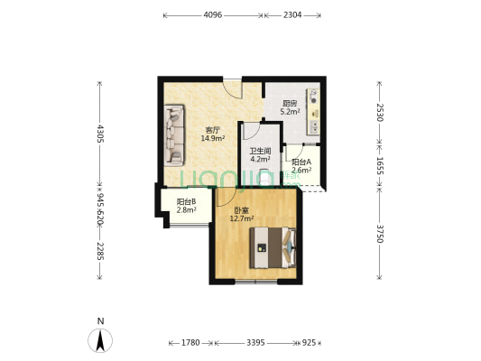 嘉怡坊 1室1厅1卫 62平方
