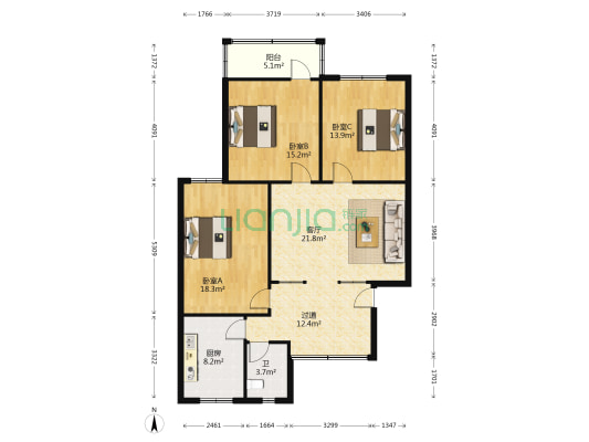 汉渝路散排 3室1厅1卫 115平方