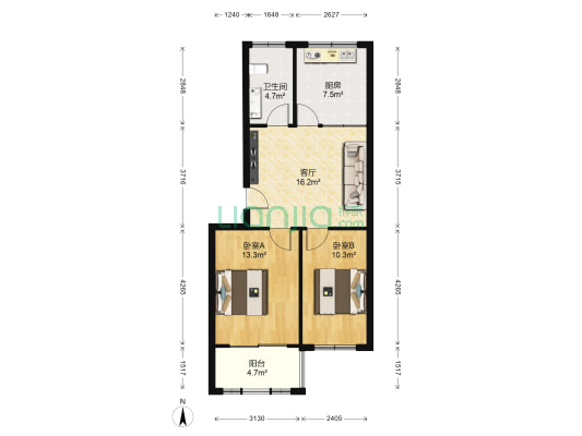 書香景園 2室1厅1卫 73平方