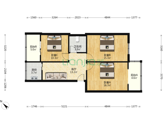 正府街28号 3室1厅1卫 79平方