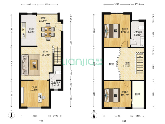 申亚花满庭 3室2厅2卫 93平方