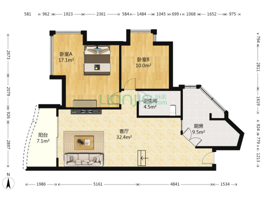 雅仕居一期 2室1厅1卫 93平方