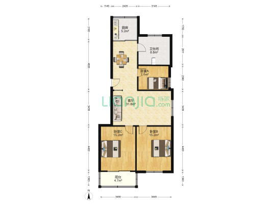 百草园 3室1厅1卫 111平方