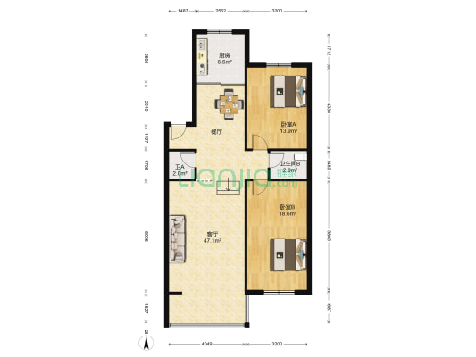 浑南生态园 2室1厅2卫 110平方