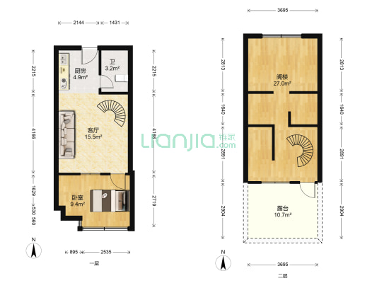 嘉元茗楼 1室1厅1卫 36平方
