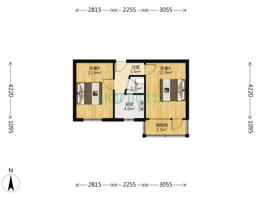 卫生局宿舍 2室0厅1卫 47平方