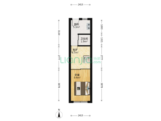 抱龙山庄 1室1厅1卫 34平方