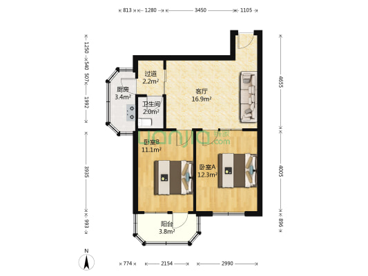 黑土巷东一区 2室1厅1卫 61平方
