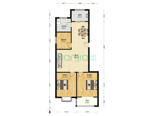 书苑雅舍 2室1厅1卫 112平方