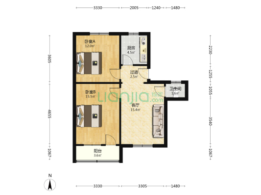 二公司宿舍 2室1厅1卫 65平方