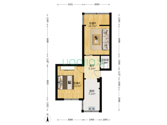 抚琴西路4号 2室1厅1卫 47平方