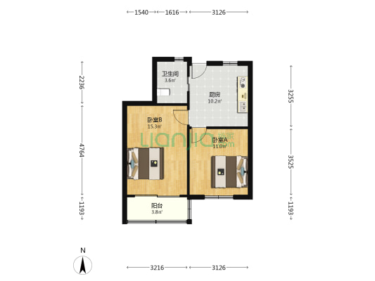 周家嘴路3523弄 2室0厅1卫 54平方