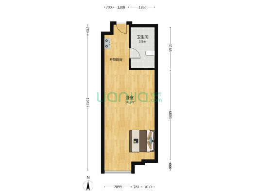 茂业金廊壹号 1室0厅1卫 57平方