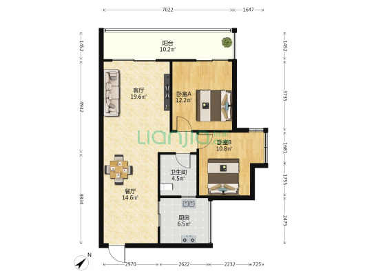 怡和豪庭 2室2厅1卫 92平方