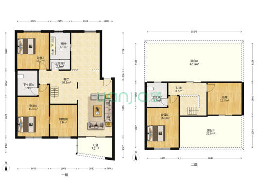 蔡甸大街196号 4室1厅3卫 182平方