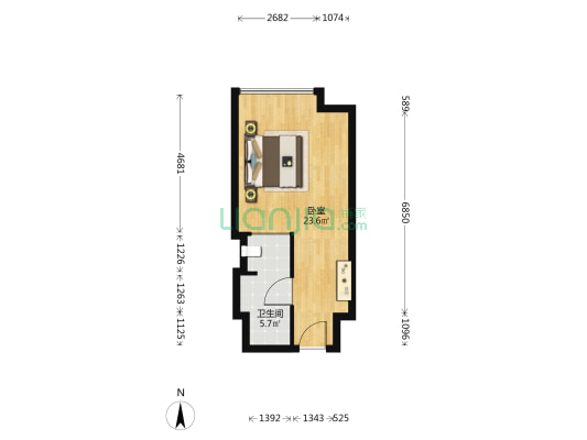 松苑雅居 1室0厅1卫 47平方