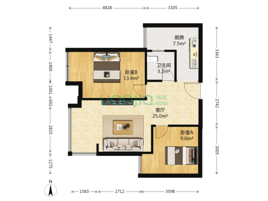 石油家益佳禾园E区 2室1厅1卫 69平方