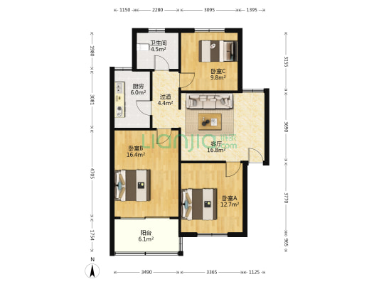 文昌后街47号院 3室1厅1卫 90平方