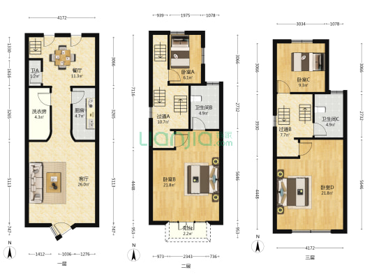 孙顺里 4室2厅3卫 164平方