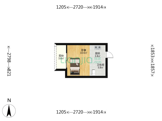 长安联创商厦 1室0厅1卫 30平方