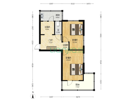 财税局宿舍 2室0厅1卫 58平方