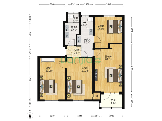 报房胡同 4室0厅2卫 114平方
