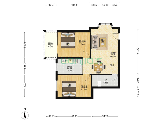 力信新村 2室1厅1卫 74平方