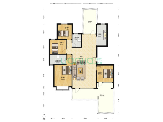 天伦湾凤麟府 4室2厅 南 北-户型图