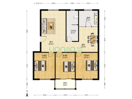 文興苑 3室2厅1卫 133平方