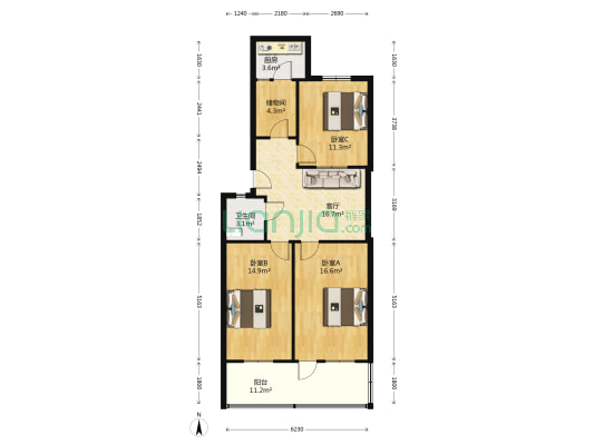 农林路82号院 3室1厅1卫 88平方