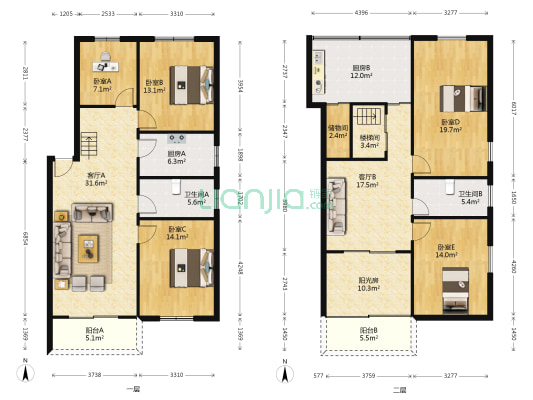 宝联宿舍 5室2厅2卫 164平方