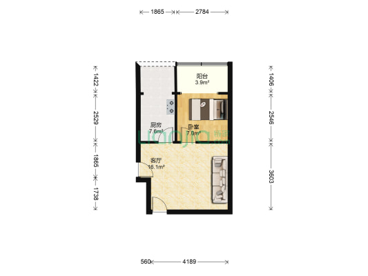九里堤中路52号院 1室1厅0卫 50平方