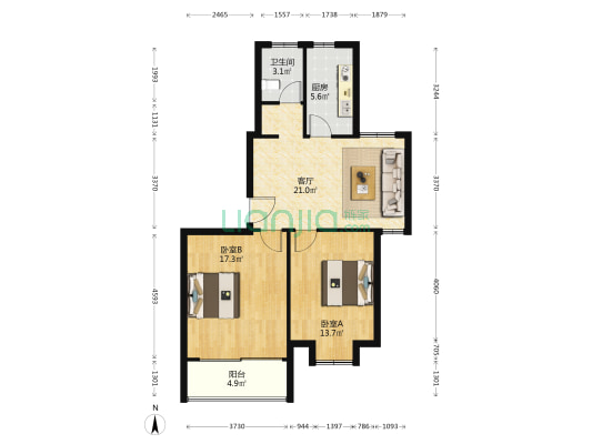 珍珠花园二期 2室1厅1卫 103平方