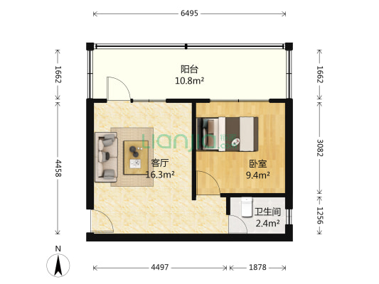 兰运司家属院 1室1厅1卫 42平方