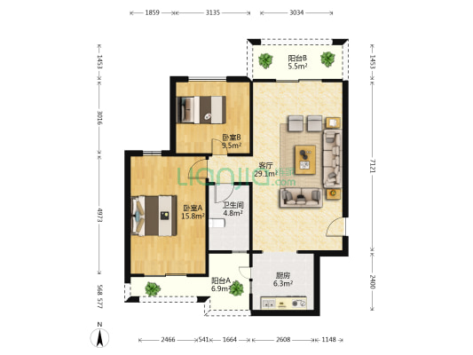 海南之心彼岸 2室1厅1卫 95平方
