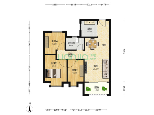 湖滨三里一区 3室1厅1卫 85平方