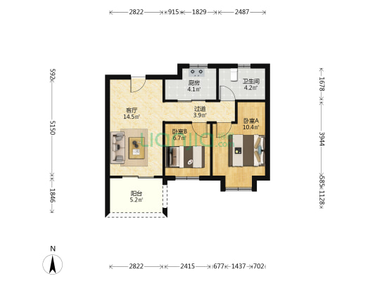 沙利港府 2室1厅1卫 67平方