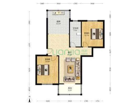 康馨公寓 2室1厅1卫 103平方