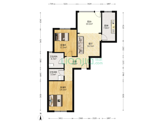 水岸华庭 2室1厅2卫 145平方