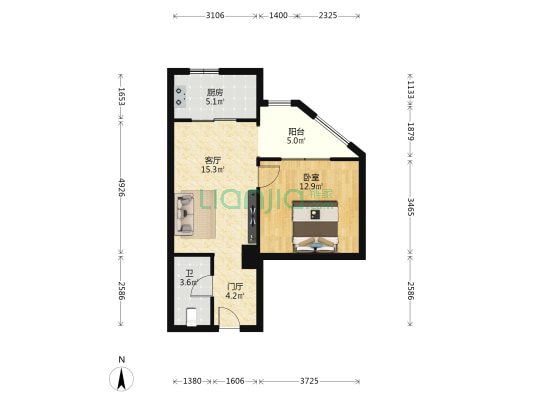 温泉花园小区一期 1室1厅1卫 61平方