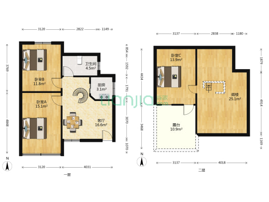 打线里 3室1厅1卫 68平方