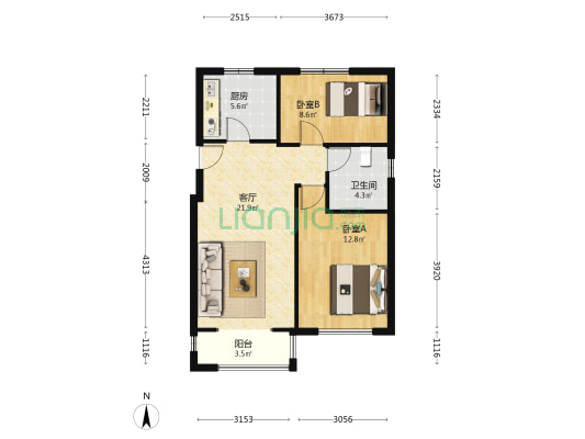 隆泰家园西区 2室1厅1卫 86平方