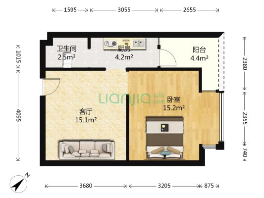 府河名居 1室1厅1卫 50平方
