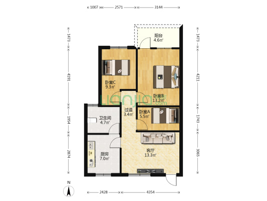 如意楼 3室1厅1卫 71平方